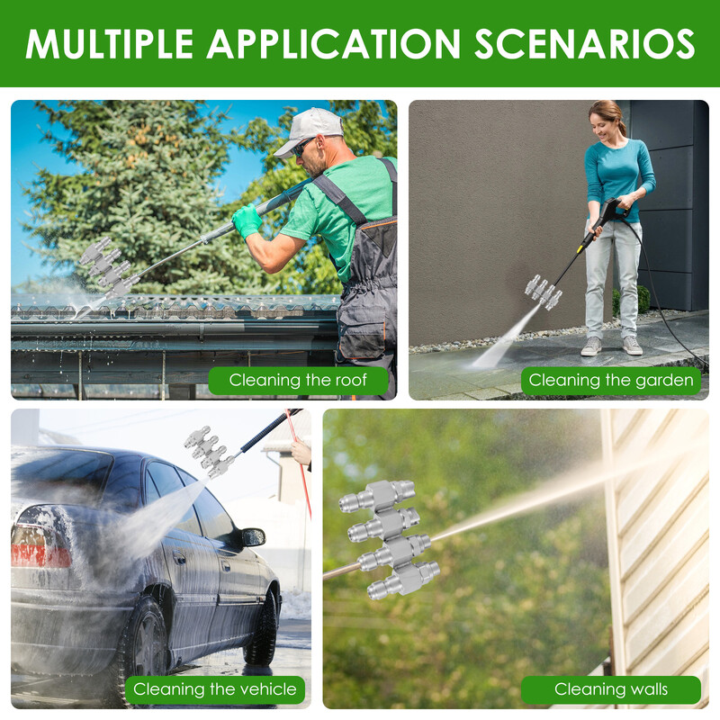 4 krypčių J strypo slėgio plovimo antgalis Plieninis 1/4 colio Jrod antgalis Greito prijungimo antgalio jungiamosios detalės Slėginio plovimo priedai automobiliui