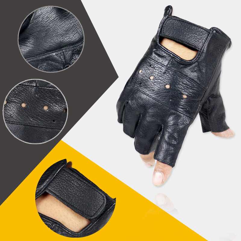 Ανδρικά αντιολισθητικά γάντια χωρίς δάχτυλα από τεχνητό δέρμα Half Finger Υψηλής ποιότητας Luvas Driving Training Fitness Gloves Guantes