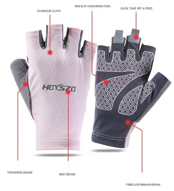 Dviračių sportui skirtos lauko pirštinės Profesionalios treniruoklių salės, kvėpuojančios, neslystančios puspirštinės pirštinės Vasarinės žvejybos pirštinės, apsaugančios nuo saulės