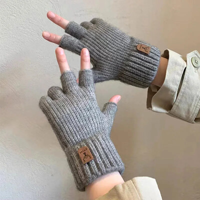 Femei Bărbați Mănuși scurte în aer liber, cu jumătate de deget, tricotate pentru încheietura mâinii, primăvară, toamnă, caldă, elastică, accesorii pentru ciclism, mănuși