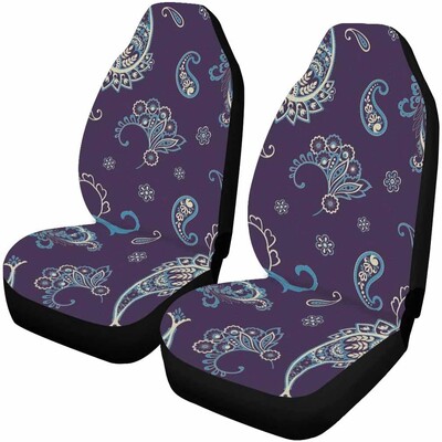 Presvlake za autosjedalice Šareni šal Plavi paisley uzorak Bandana Border Cvjetni set od 2 dodatna pribora Štitnici Dekor za automobil Univerzalni