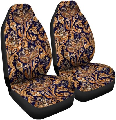 Presvlake za autosjedalice Šareni šal Plavi paisley uzorak Bandana Border Cvjetni set od 2 dodatna pribora Štitnici Dekor za automobil Univerzalni