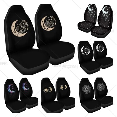 Moon Boho Style Sun Spiritual Sun and Moon Калъфи за седалки Комплект от 2 автоматични калъфа за седалки Подходящи за повечето превозни средства Автомобили Седан Универсален автомобил