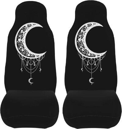Moon Boho Style Sun Spiritual Sun és Moon üléshuzatok Automatikus üléshuzatok 2 db-os készlet, amely a legtöbb járműhöz illeszkedik Sedan Universal Fit Car