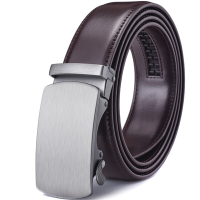 Férfi bőr racsnis ruhaöv, automatikus csúszó csattal