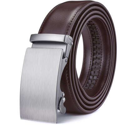 Férfi bőr racsnis ruhaöv, automatikus csúszó csattal