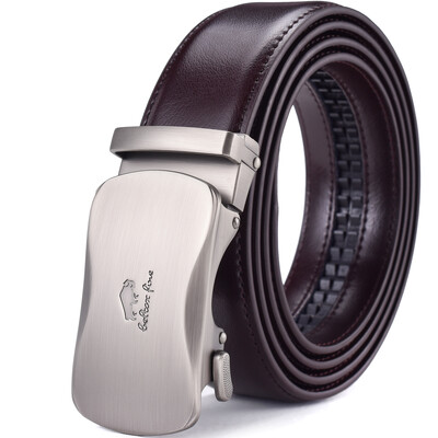 Férfi bőr racsnis ruhaöv, automatikus csúszó csattal