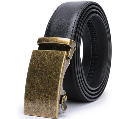 Férfi bőr racsnis ruhaöv, automatikus csúszó csattal