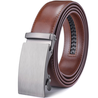 Férfi bőr racsnis ruhaöv, automatikus csúszó csattal