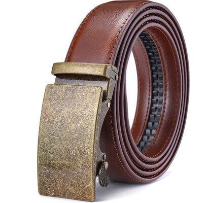 Férfi bőr racsnis ruhaöv, automatikus csúszó csattal