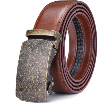 Férfi bőr racsnis ruhaöv, automatikus csúszó csattal