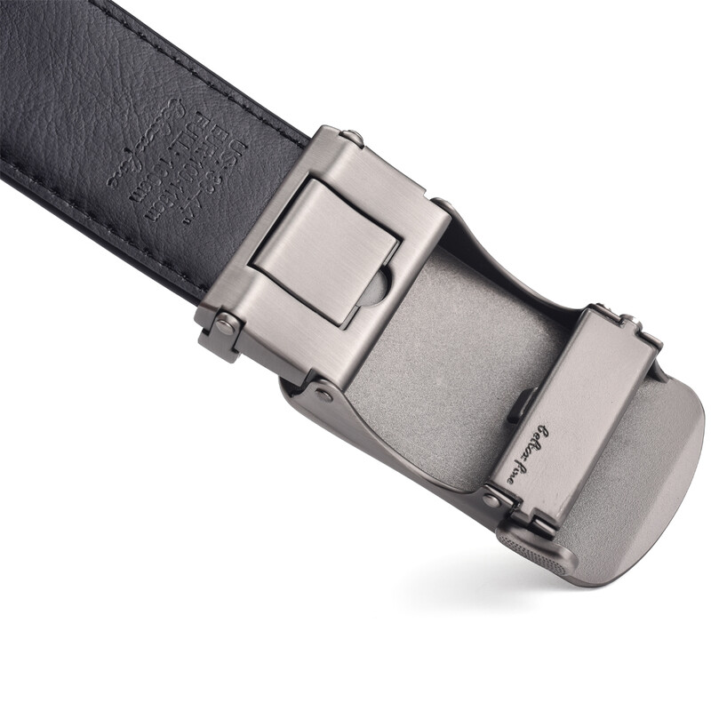 Férfi bőr racsnis ruhaöv, automatikus csúszó csattal