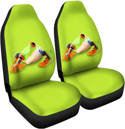 Cute Tree Frog Green Huse pentru scaune pentru mașină față unice Huse pentru scaune pentru auto Set de 2 Se potrivesc universal pentru majoritatea mașinilor Sedan Camion SUV