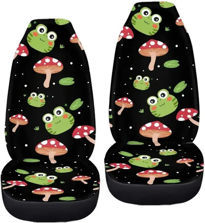 Cute Tree Frog Green Huse pentru scaune pentru mașină față unice Huse pentru scaune pentru auto Set de 2 Se potrivesc universal pentru majoritatea mașinilor Sedan Camion SUV