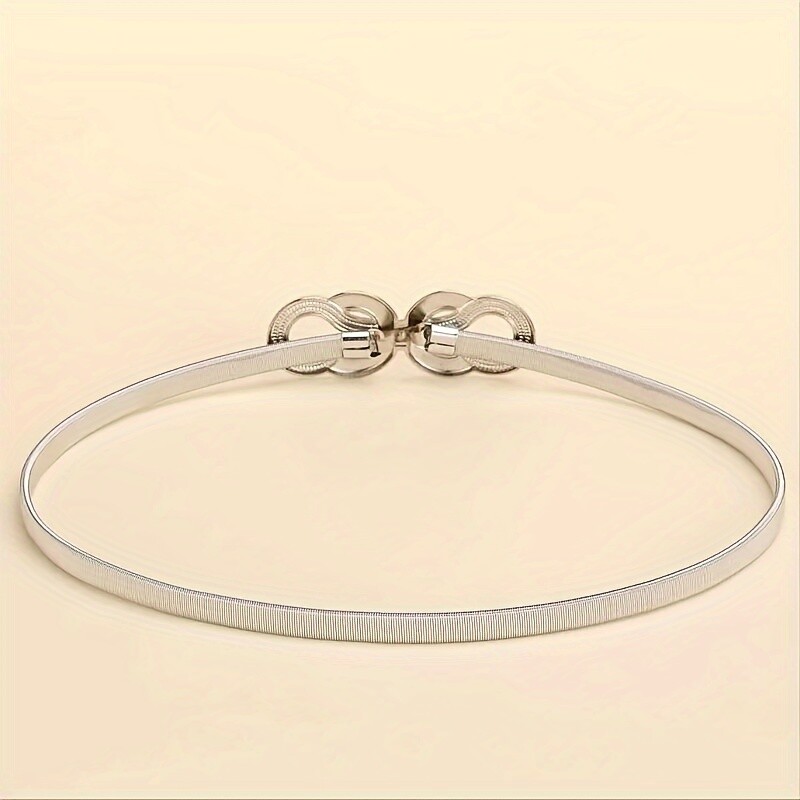 Naujas vasarinis metalinis elastinis diržas moteriškas auksinis sidabrinis juosmens grandinėlė su suknelės puošmena spyruoklinės grandinėlės diržas universalus