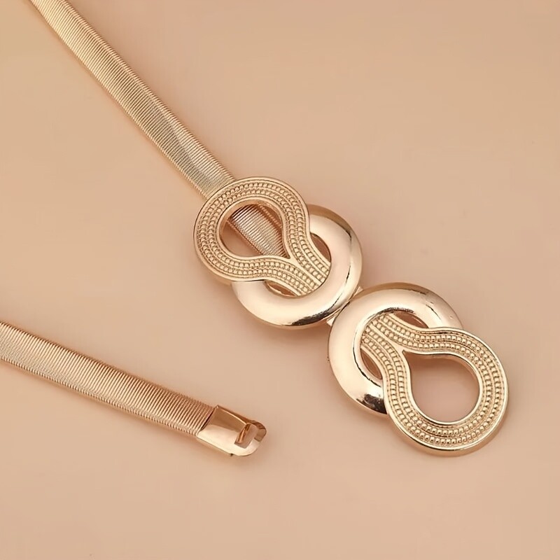 Naujas vasarinis metalinis elastinis diržas moteriškas auksinis sidabrinis juosmens grandinėlė su suknelės puošmena spyruoklinės grandinėlės diržas universalus