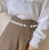 Női öv, gyöngylánc, finom díszítésű pulóver, deréklánc, hozzáillő ruha, sokoldalú öltöny, deréköv, női divat