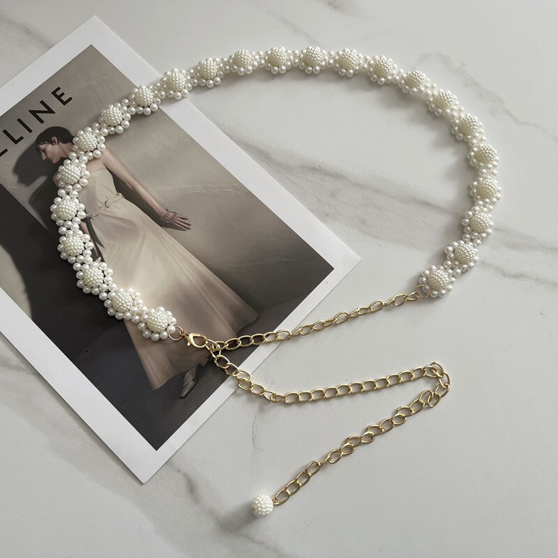 Női öv, gyöngylánc, finom díszítésű pulóver, deréklánc, hozzáillő ruha, sokoldalú öltöny, deréköv, női divat