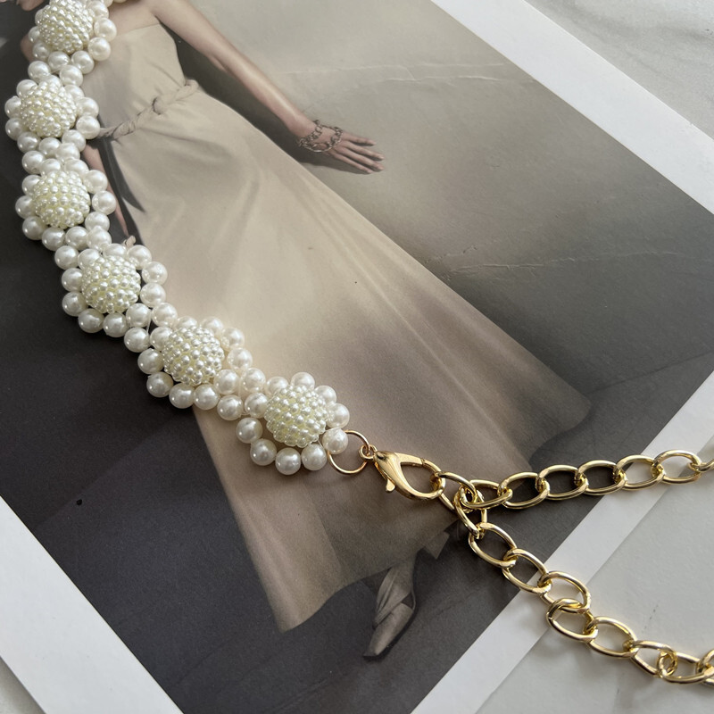 Női öv, gyöngylánc, finom díszítésű pulóver, deréklánc, hozzáillő ruha, sokoldalú öltöny, deréköv, női divat