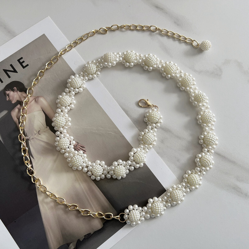 Női öv, gyöngylánc, finom díszítésű pulóver, deréklánc, hozzáillő ruha, sokoldalú öltöny, deréköv, női divat