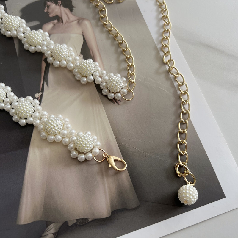 Női öv, gyöngylánc, finom díszítésű pulóver, deréklánc, hozzáillő ruha, sokoldalú öltöny, deréköv, női divat