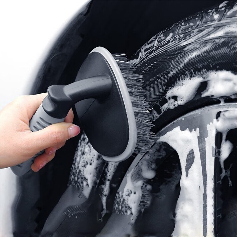 Perie portabilă pentru roți de mașină Perie specială pentru anvelope Curățare decontaminare inel de oțel Mâner curbat Spălătorie auto Perie pentru covoare în formă de T