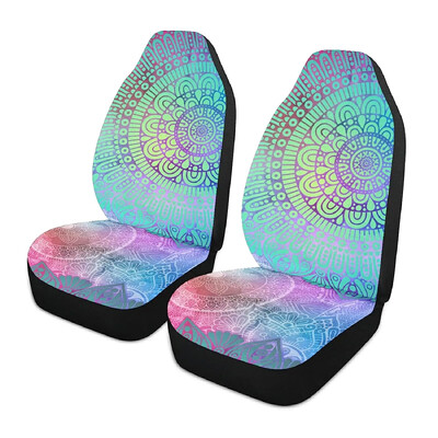 Poťah na autosedačku Gold Mandala, hippie, duchovné doplnky do auta, poťahy na auto, kvetinové poťahy na sedadlá, darček pre neho, potlač slnka, 2 ks