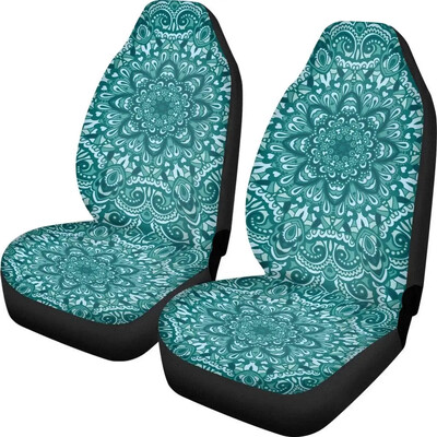 Poťah na autosedačku Gold Mandala, hippie, duchovné doplnky do auta, poťahy na auto, kvetinové poťahy na sedadlá, darček pre neho, potlač slnka, 2 ks