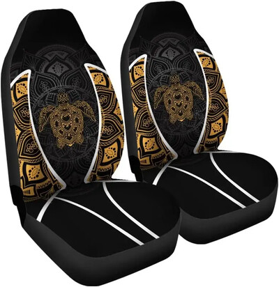 Poťah na autosedačku Gold Mandala, hippie, duchovné doplnky do auta, poťahy na auto, kvetinové poťahy na sedadlá, darček pre neho, potlač slnka, 2 ks