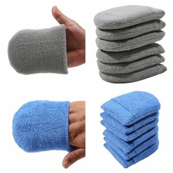 2/4/6Pcs Soft Microfiber Applicator Car Wax Mits Polishing Sponge Wax Foam Applicator Car Wax Pad Εργαλεία καθαρισμού λεπτομερειών αυτοκινήτου