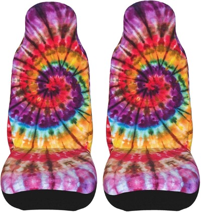 Nyakkendőfesték 2 db Autóülés huzatok szett Jármű első ülésvédő védő autó belső kiegészítők protektorok autószőnyeg huzatok univerzális