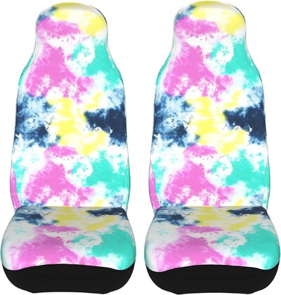 Nyakkendőfesték 2 db Autóülés huzatok szett Jármű első ülésvédő védő autó belső kiegészítők protektorok autószőnyeg huzatok univerzális