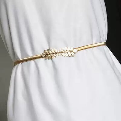 Női, teljes fém egyszerű, rugalmas, feszített akasztós deréköv ruhához