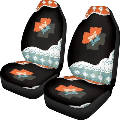 Native Turtles Folk Patterns Auto sēdekļu pārvalku komplekts 2 gab. Priekšējo sēdekļu aizsargierīces universālajam vieglo apvidus auto furgonam viena izmēra