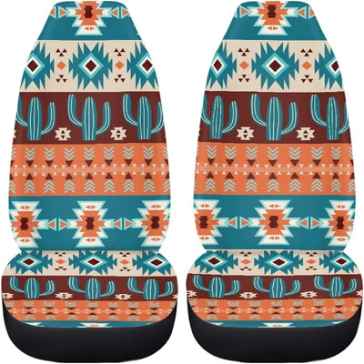 Native Turtles Folk Patterns Auto sēdekļu pārvalku komplekts 2 gab. Priekšējo sēdekļu aizsargierīces universālajam vieglo apvidus auto furgonam viena izmēra