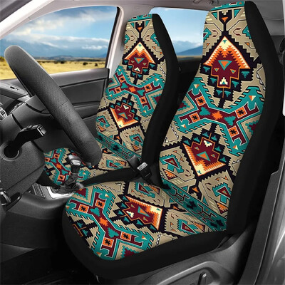 Native Turtles Folk Patterns Auto sēdekļu pārvalku komplekts 2 gab. Priekšējo sēdekļu aizsargierīces universālajam vieglo apvidus auto furgonam viena izmēra