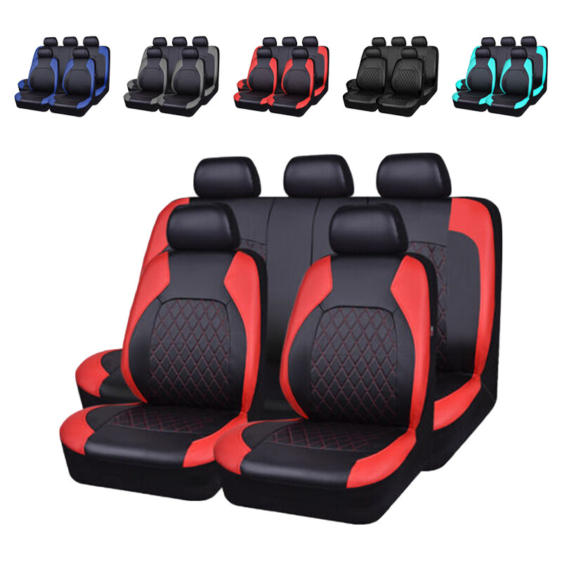 Set complet de huse de scaun auto, 9 piese, huse de protecție pentru scaune din piele PU, impermeabile, antiderapante, compatibile cu centuri de siguranță universale auto