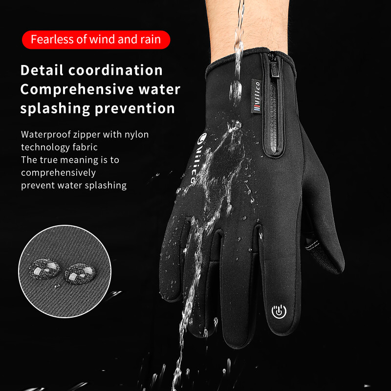 Χειμωνιάτικο ζεστό ποδήλατο ιππασίας εξωτερικού χώρου Γάντια από πολικό δέρας εκτεθειμένη οθόνη αφής με δύο δάχτυλα Αντιολισθητικό αδιάβροχο Unisex Νέο γάντι