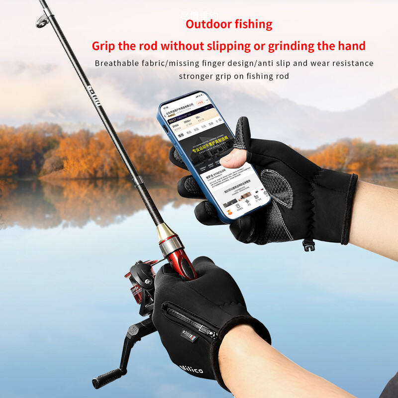 Χειμωνιάτικο ζεστό ποδήλατο ιππασίας εξωτερικού χώρου Γάντια από πολικό δέρας εκτεθειμένη οθόνη αφής με δύο δάχτυλα Αντιολισθητικό αδιάβροχο Unisex Νέο γάντι