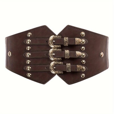 Vintage tűcsat széles öv monokróm elasztikus állítható fűző öv klasszikus szoknyakabát derékpánt nőknek