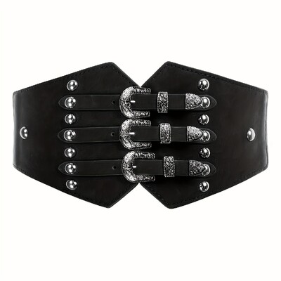 Vintage tűcsat széles öv monokróm elasztikus állítható fűző öv klasszikus szoknyakabát derékpánt nőknek