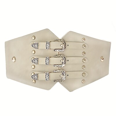 Vintage tűcsat széles öv monokróm elasztikus állítható fűző öv klasszikus szoknyakabát derékpánt nőknek