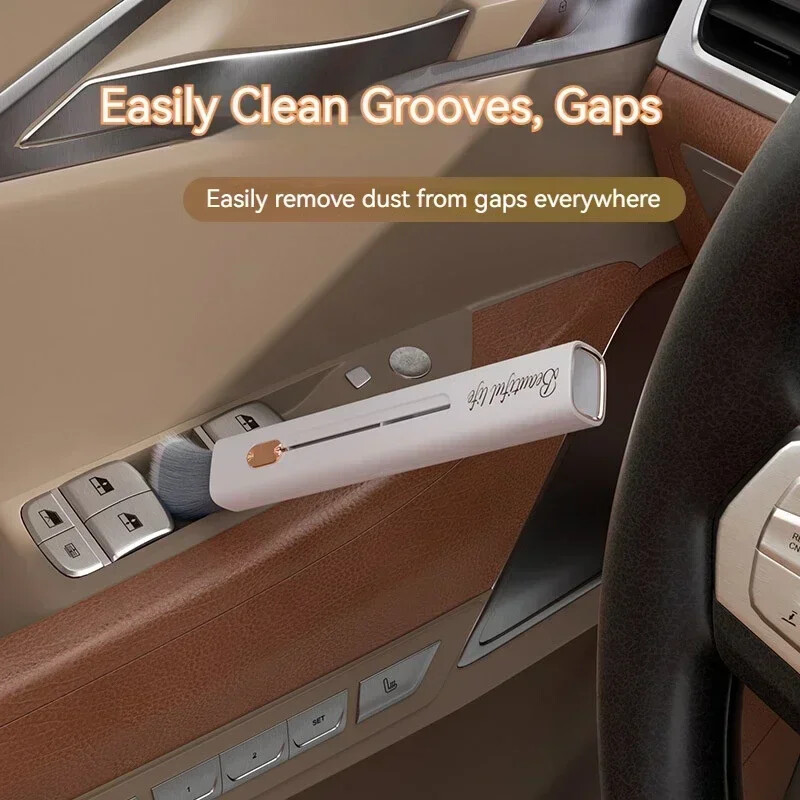 Čistiaca kefa na auto, sada elektrostatických mäkkých kief 2 v 1, sada nástrojov na umývanie auta, kefa na odstraňovanie prachu z medzier, čistiace príslušenstvo