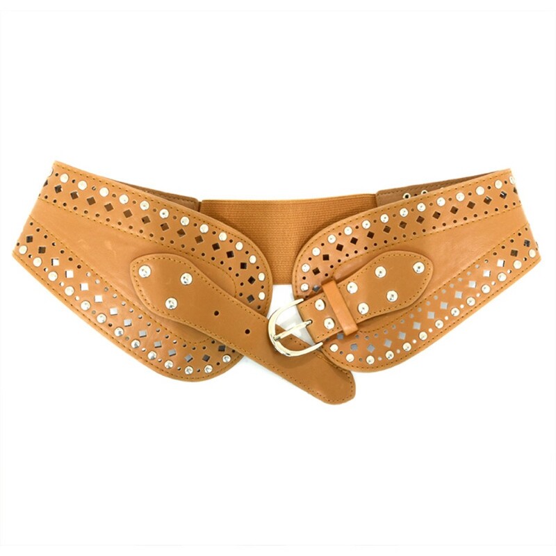 Női kiegészítők Új dizájn divat fekete barna pu bőr ezüstözött csatos rugalmas övek