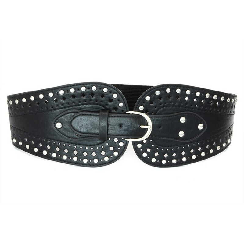 Női kiegészítők Új dizájn divat fekete barna pu bőr ezüstözött csatos rugalmas övek