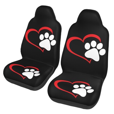 2 csomagos Dog Paw üléshuzat autóhoz Red Love Heart Puppy Paw Auto üléshuzatok Magas háttámla vödör üléspárna univerzális