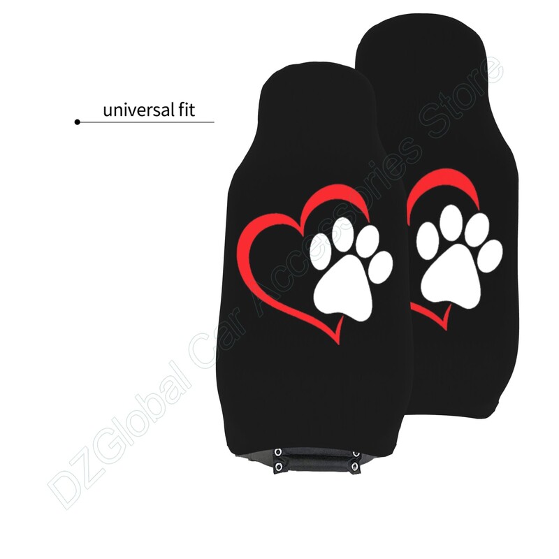 2 csomagos Dog Paw üléshuzat autóhoz Red Love Heart Puppy Paw Auto üléshuzatok Magas háttámla vödör üléspárna univerzális
