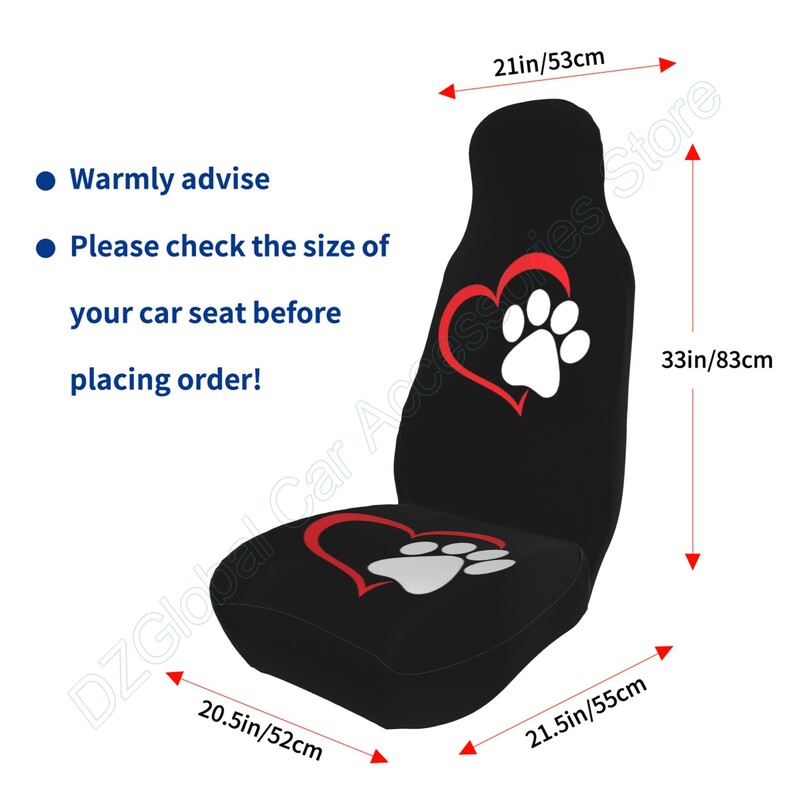 2 csomagos Dog Paw üléshuzat autóhoz Red Love Heart Puppy Paw Auto üléshuzatok Magas háttámla vödör üléspárna univerzális