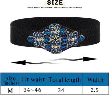 Ζώνη Stretch Rhinestone Μαύρη Φαρδιά Γυναικεία Μπλε Ζώνες Ελαστική Λουλούδι Μέση Κοσμήματα Αξεσουάρ για Φόρεμα