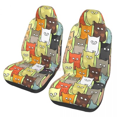 Husă pentru scaun auto cu capete de pisică colorată, 2 buc. Huse pentru scaun auto din față, husă de protecție anti-fouling Accesorii drăguțe pentru mașină